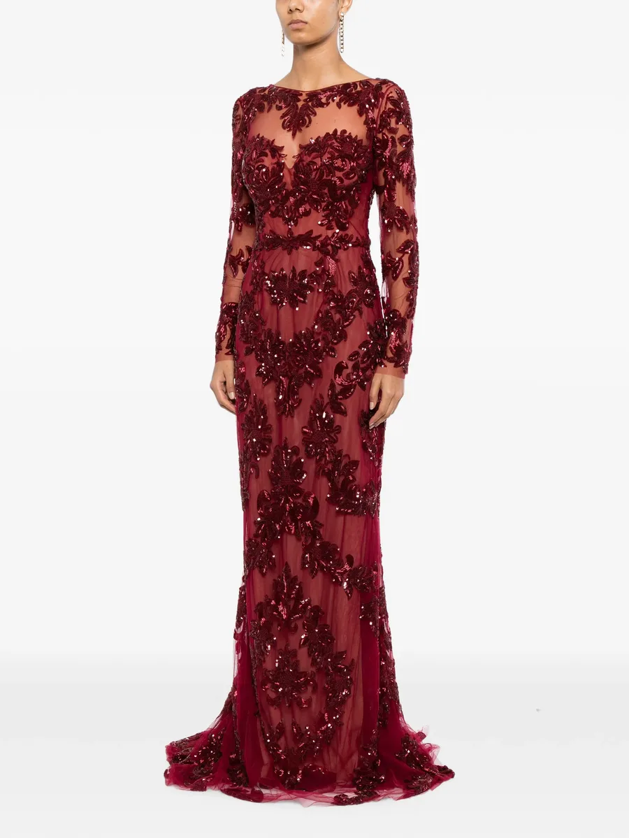 beaded lace fishtail gown 3