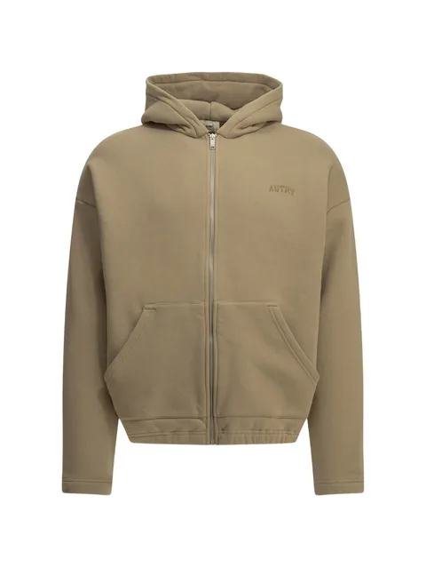 logo-embroidered zip-up hoodie