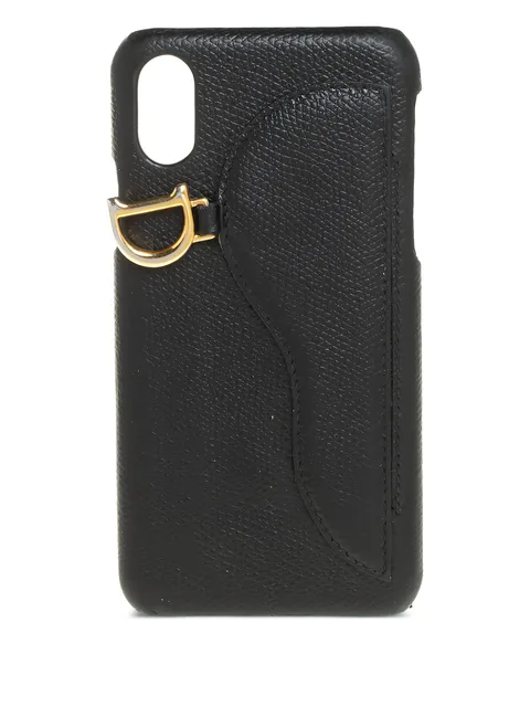 logo-charm leather iPhone X case
