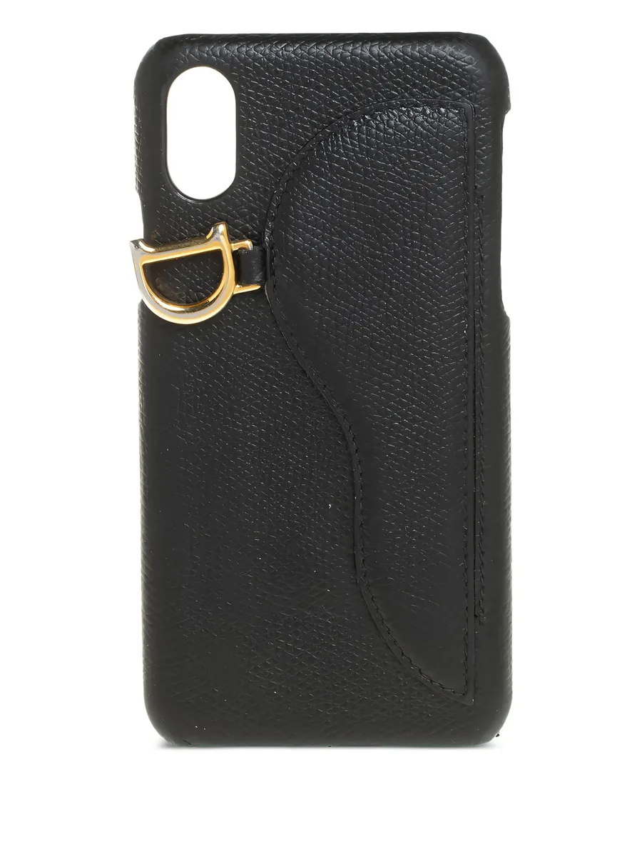 logo-charm leather iPhone X case 2