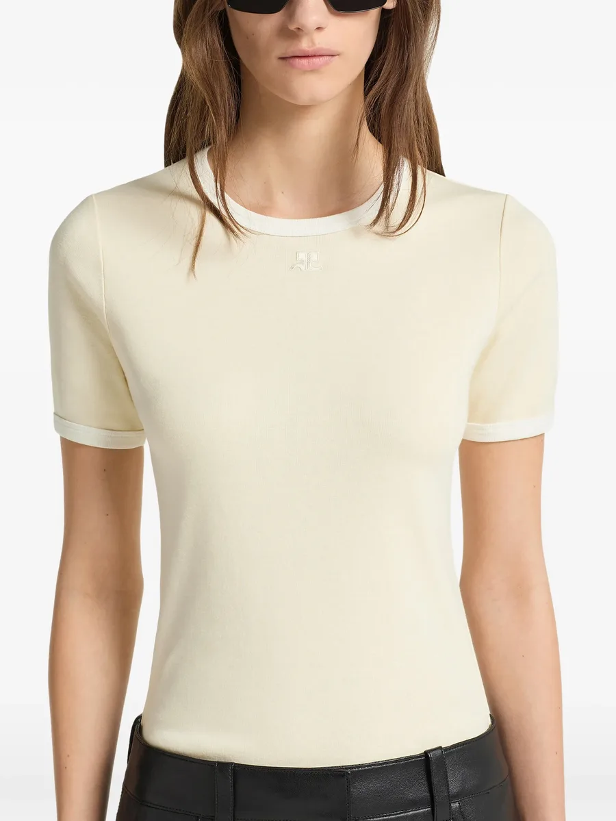 logo-embroidered contrast-trim T-shirt 4