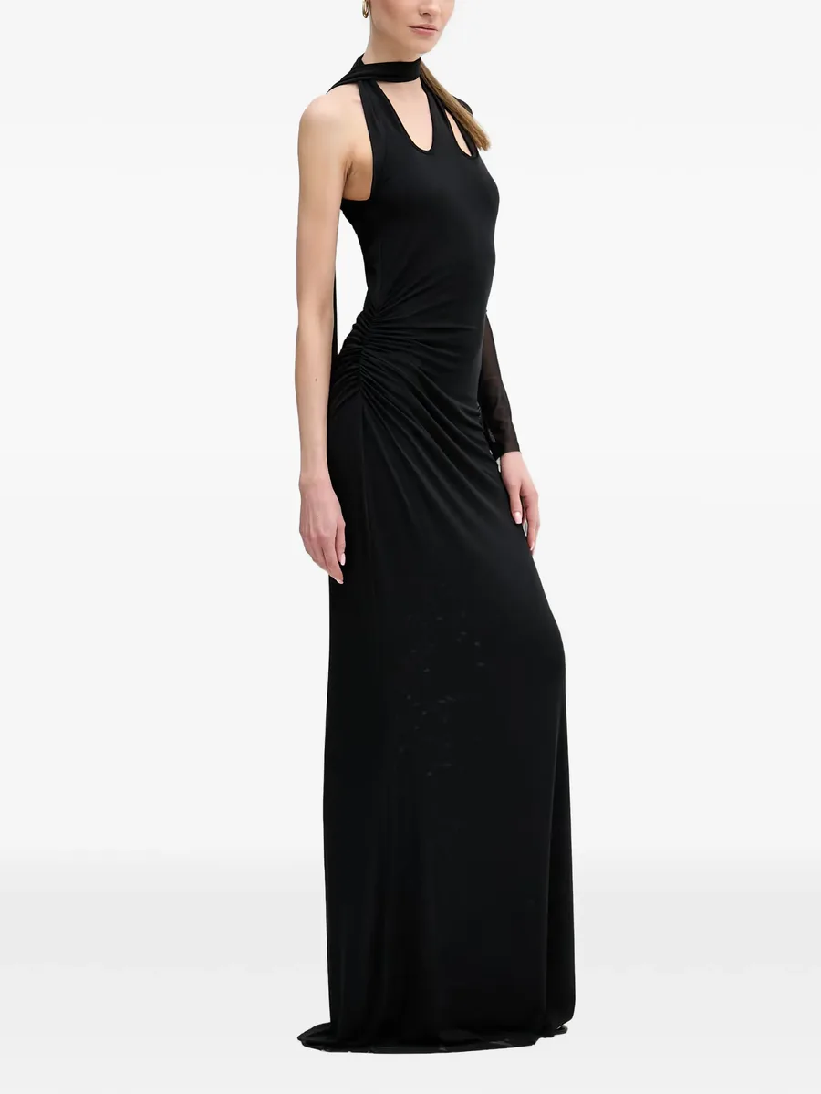 asymmetric ruched-detail maxi dress 3
