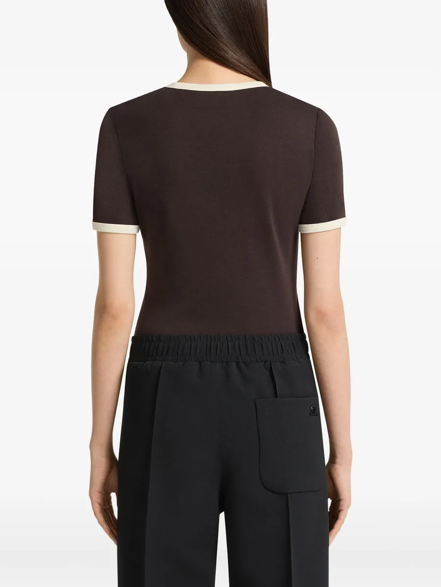 contrast-trim logo-embroidered T-shirt 3