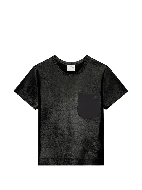 pocket-detail vinyl T-shirt