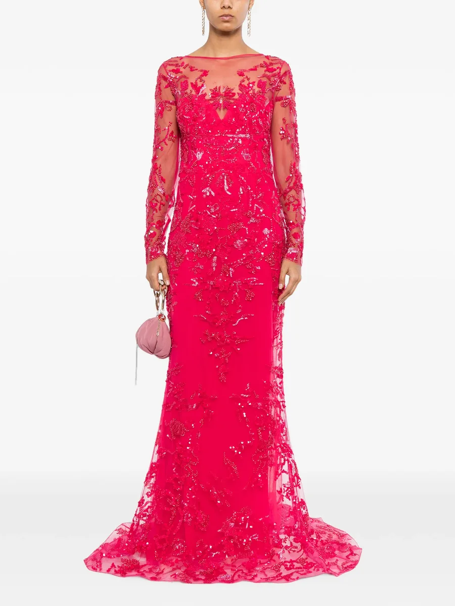 lace-embellished fishtail gown 2