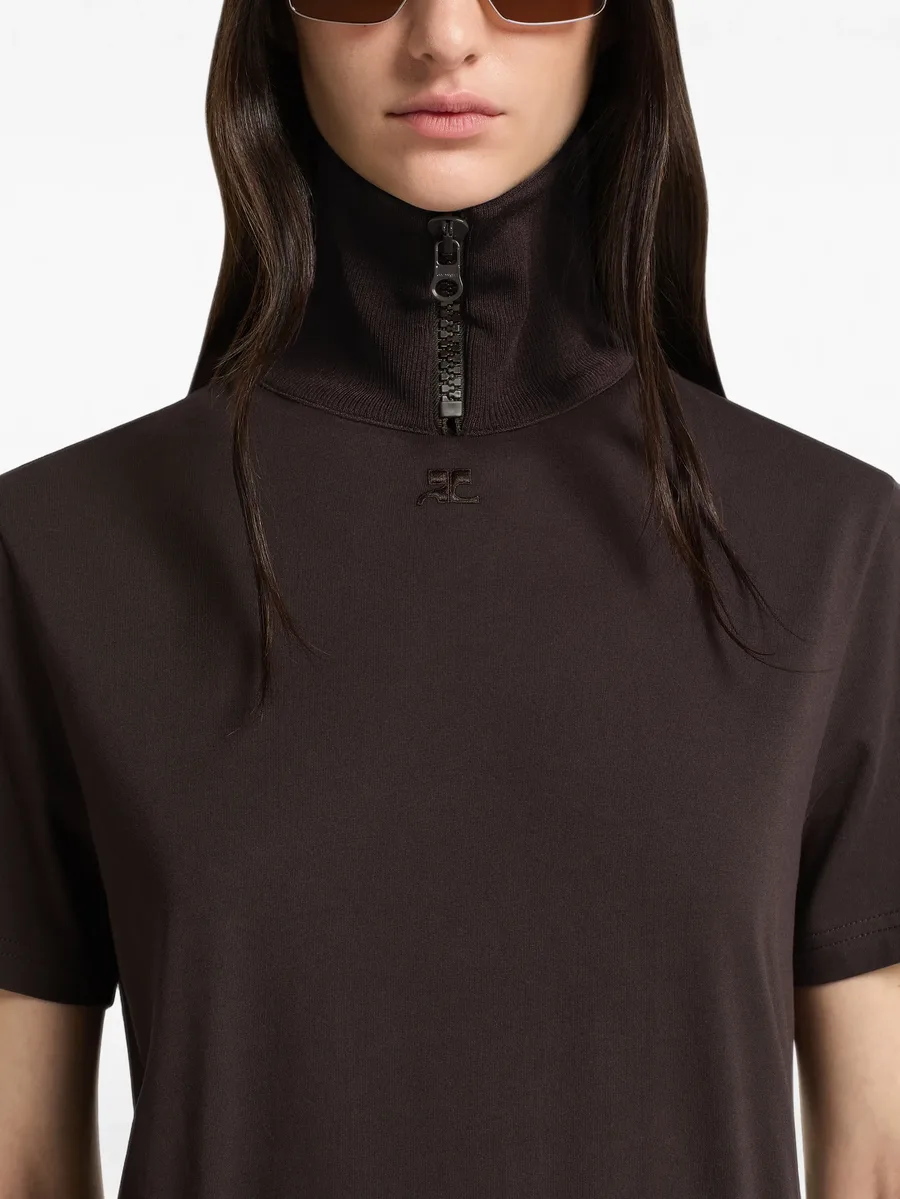 zip-neck ribbed-collar T-shirt 4