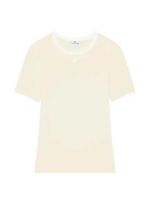 logo-embroidered contrast-trim T-shirt