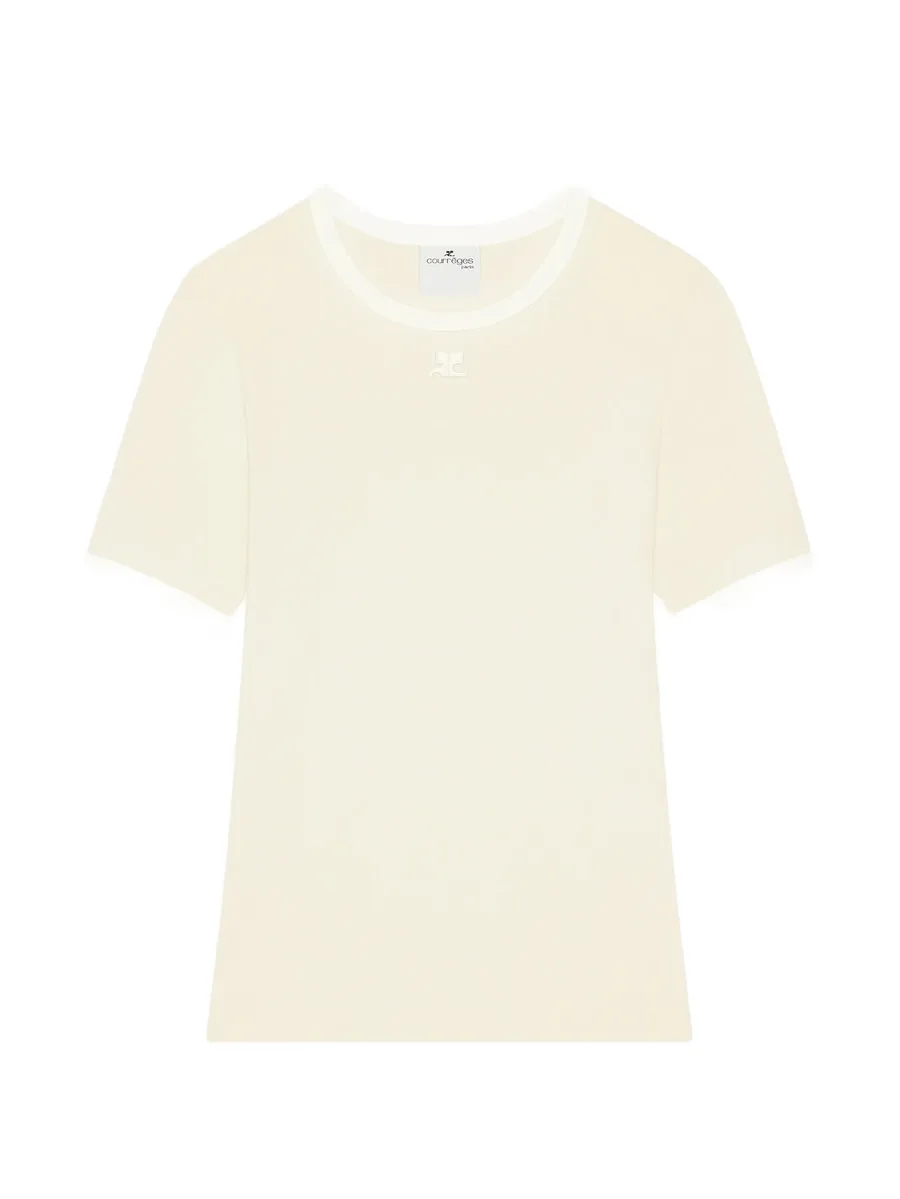 logo-embroidered contrast-trim T-shirt 1