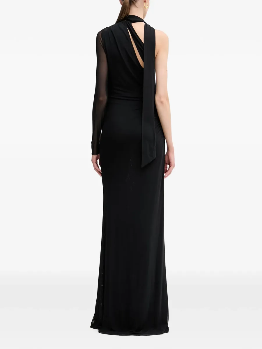 asymmetric ruched-detail maxi dress 4