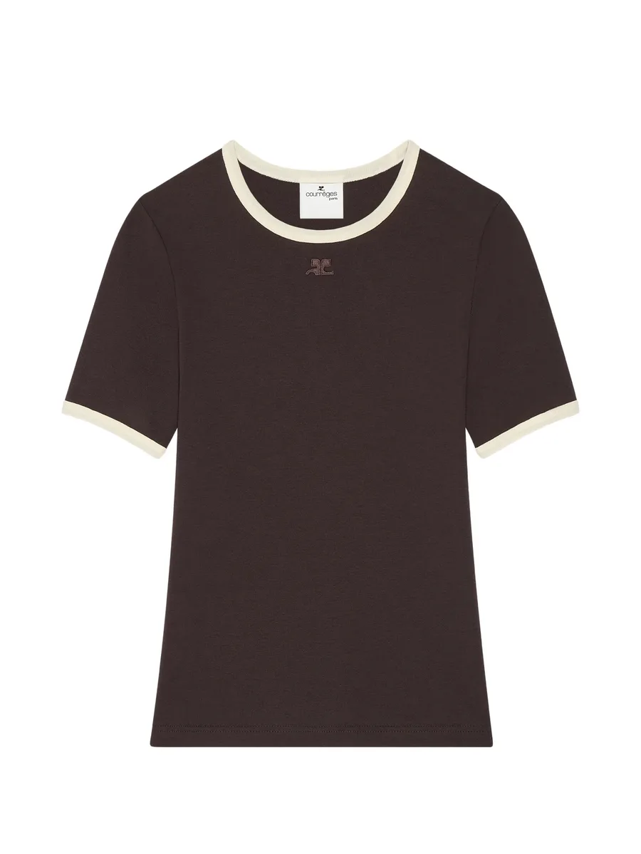 contrast-trim logo-embroidered T-shirt 1