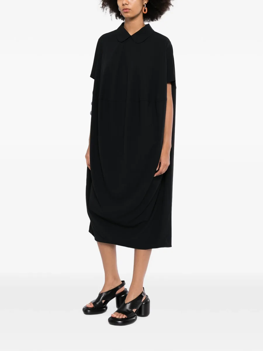 peter pan collar draped dress 2