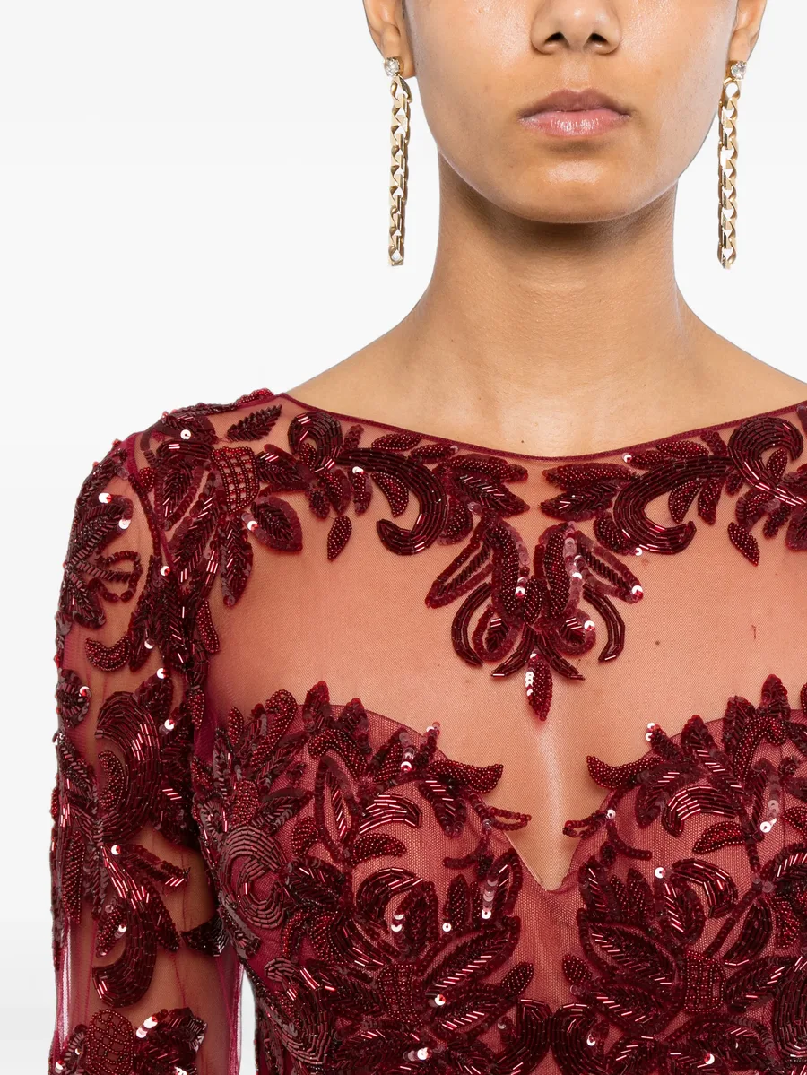beaded lace fishtail gown 5