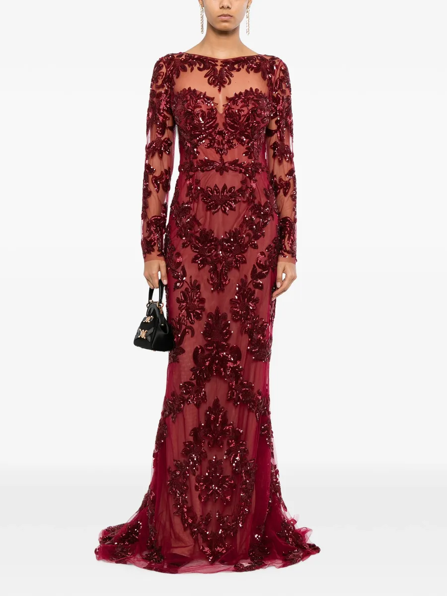 beaded lace fishtail gown 2