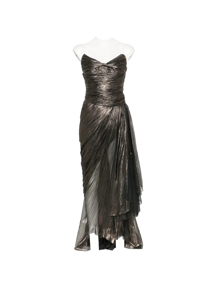 metallic-effect lace-up dress 1