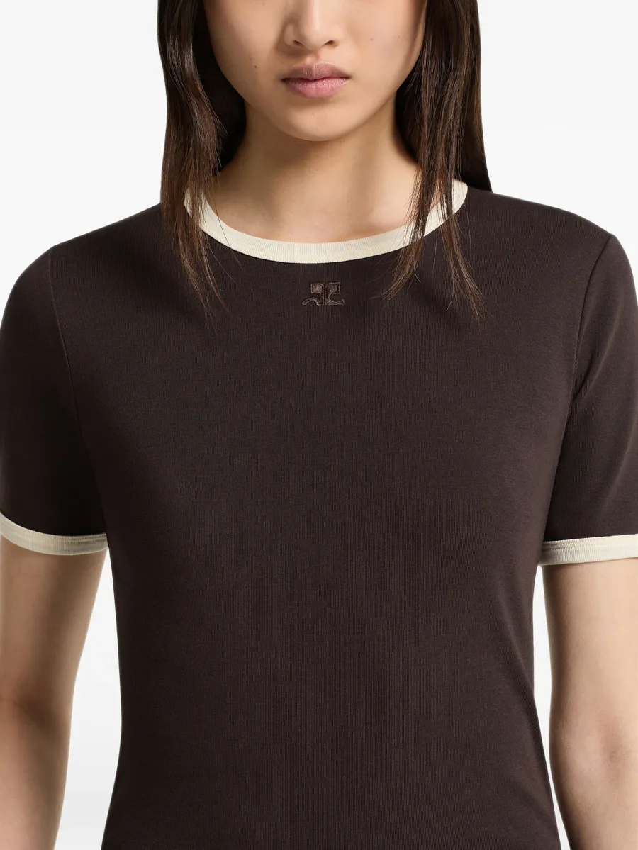 contrast-trim logo-embroidered T-shirt 4