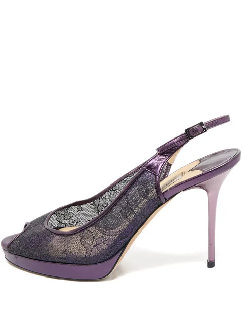 100mm lace slingback sandals