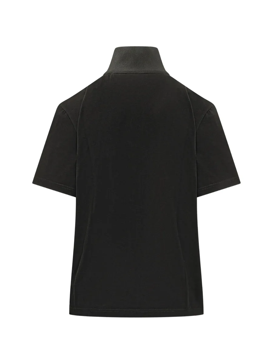 ribbed-collar zip-up T-shirt 2
