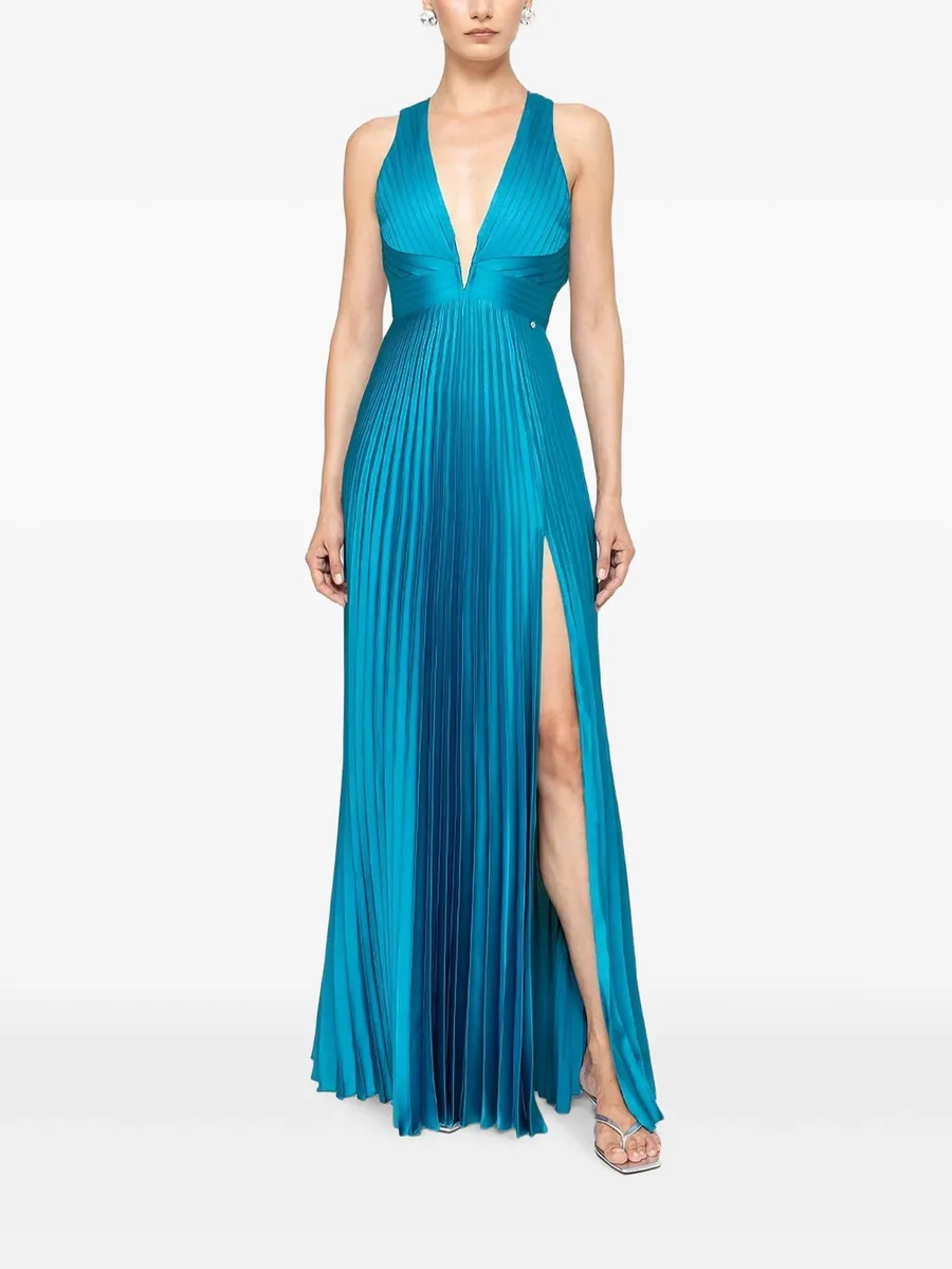 pleated satin maxi dress 2
