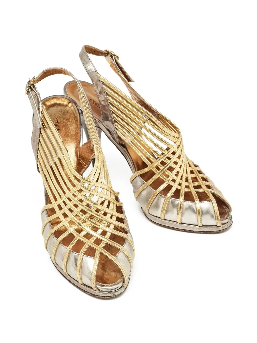 100mm leather heeled sandals 4