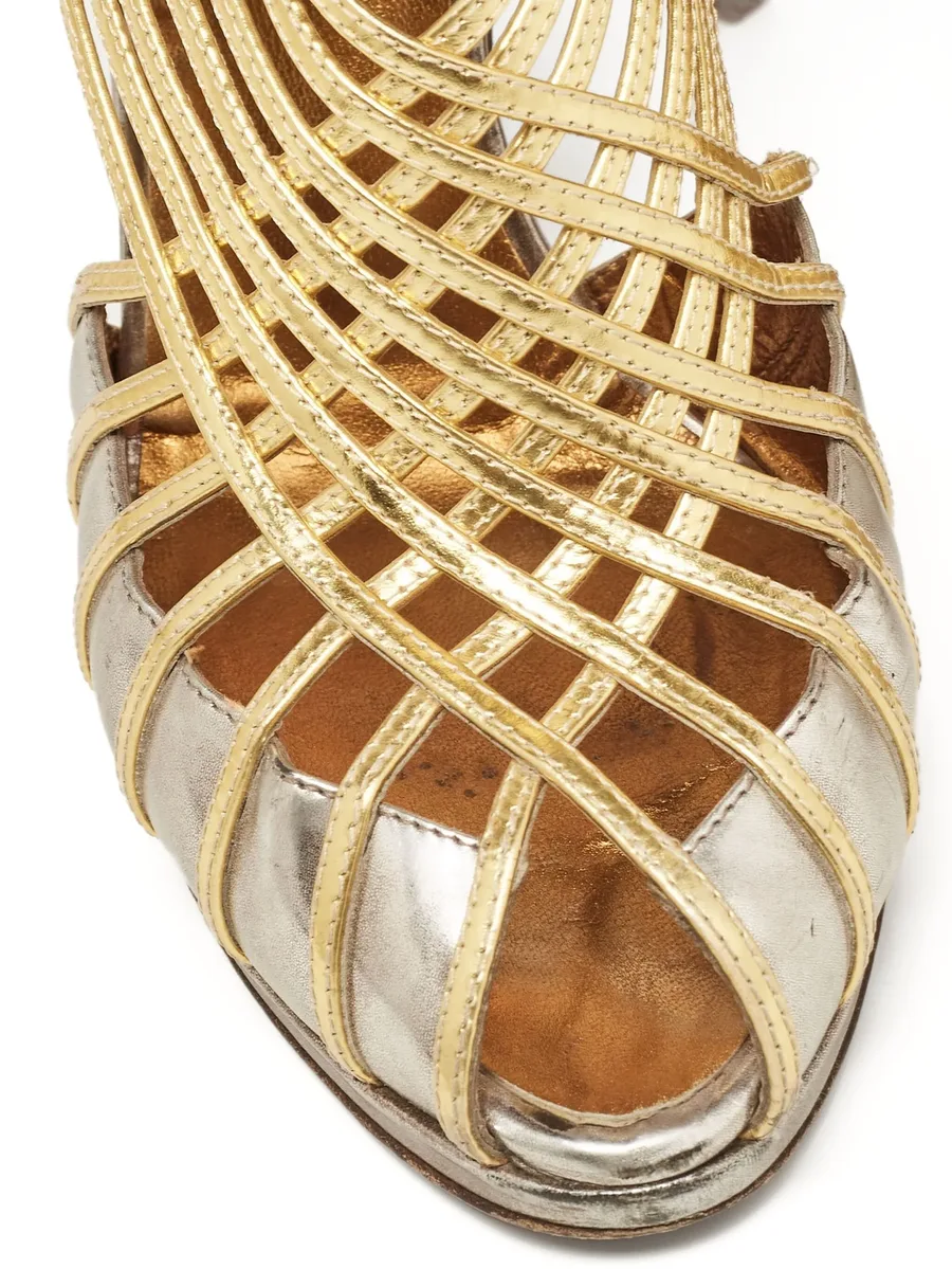 100mm leather heeled sandals 12