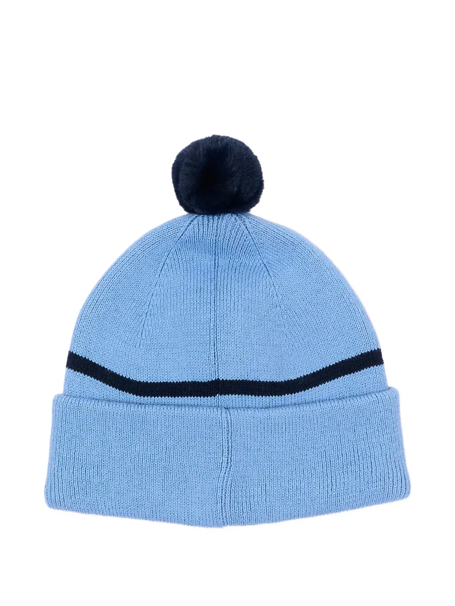 pom-pom stripe-detail cotton beanie hat 2