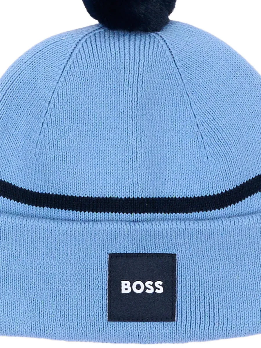 pom-pom stripe-detail cotton beanie hat 3
