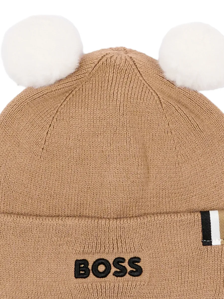 pompom-embellished logo-embroidered beanie hat 3