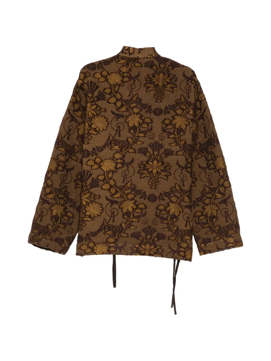 floral-jacquard wrap shirt 2