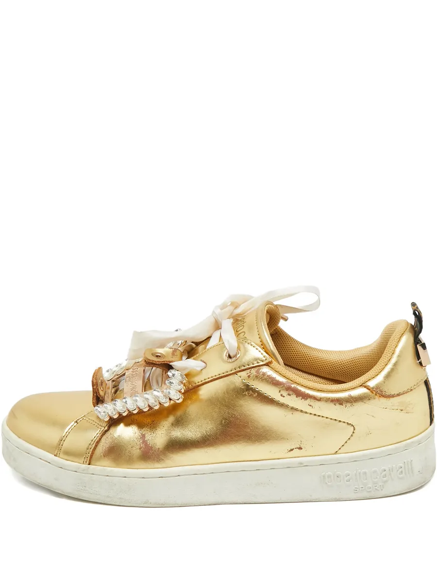crystal-embellished leather sneakers 1