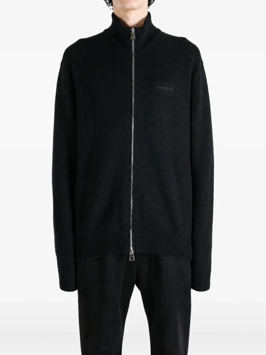 logo-patch zip-up sweater 2