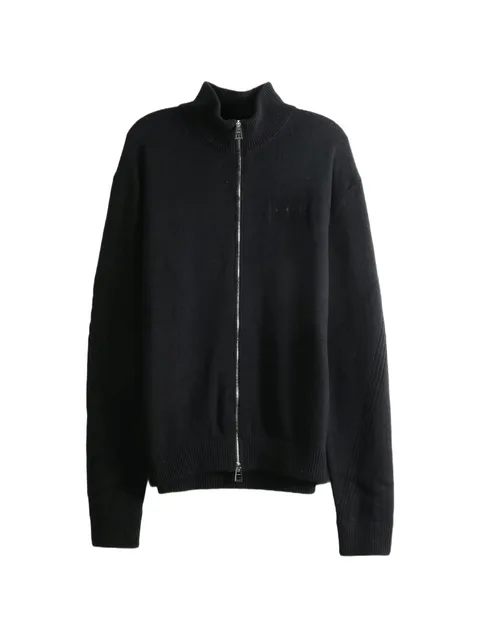 logo-patch zip-up sweater
