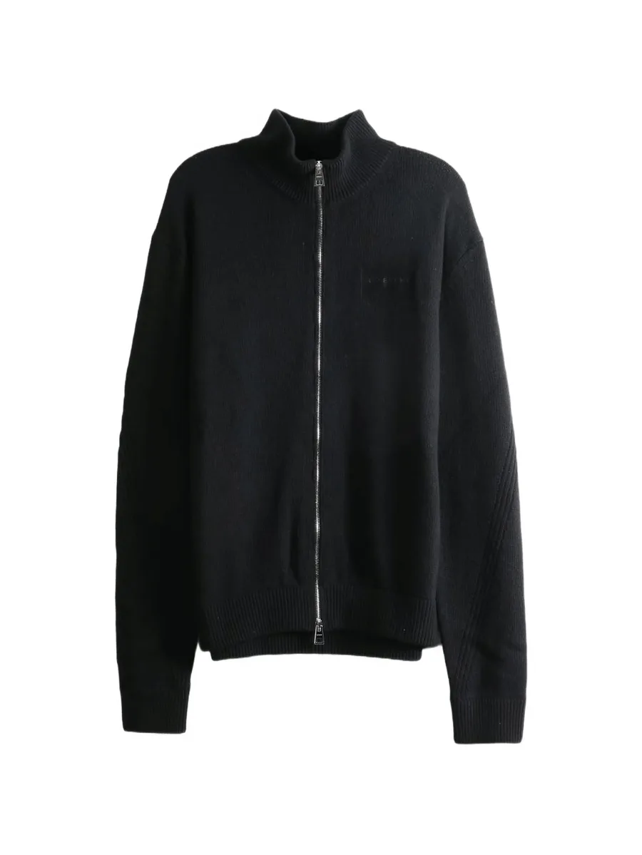 logo-patch zip-up sweater 1