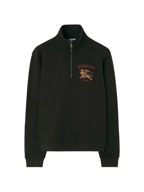 knight check cotton half-zip sweater