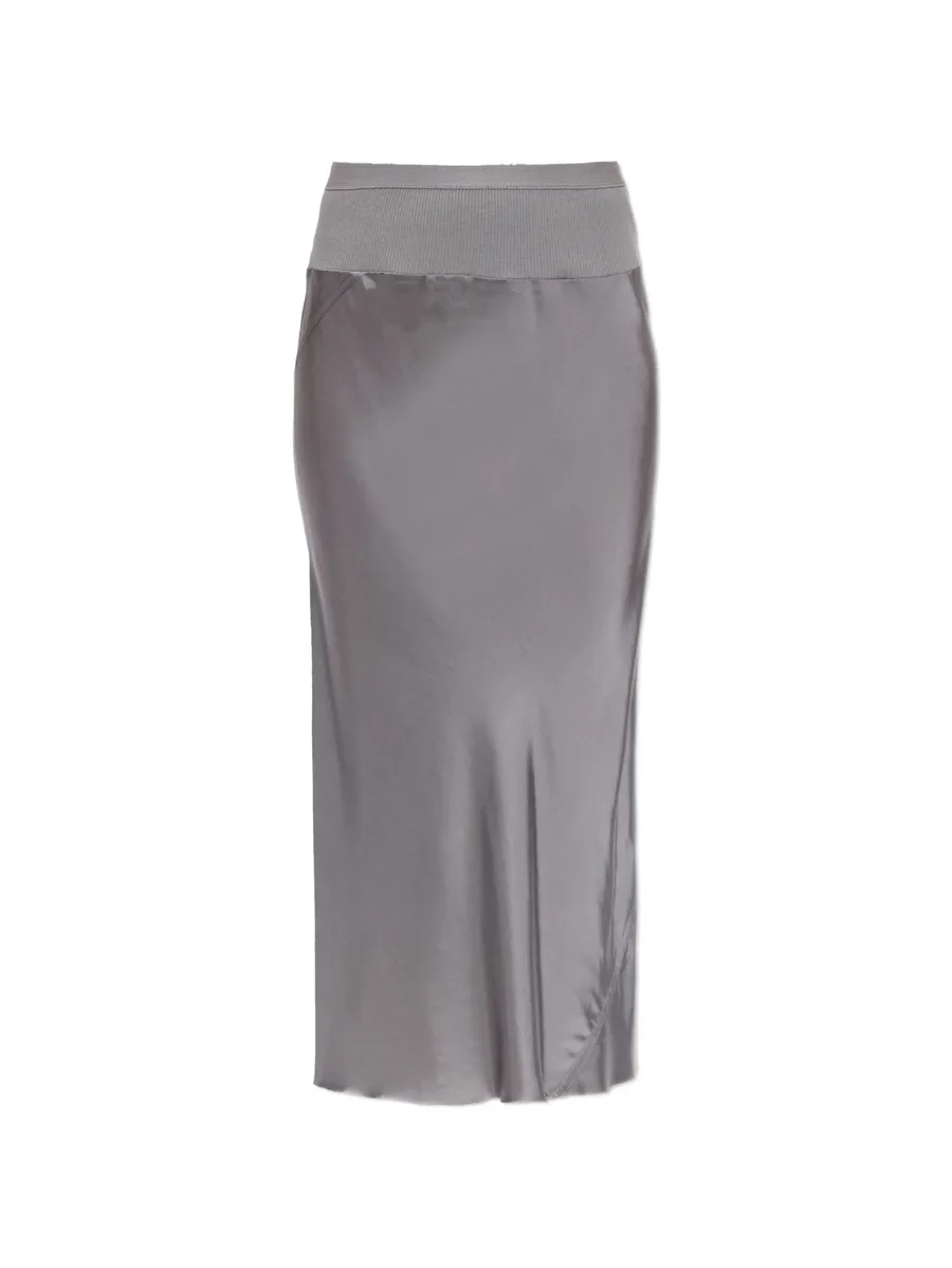 elasticated-waistband satin-finish midi skirt 1