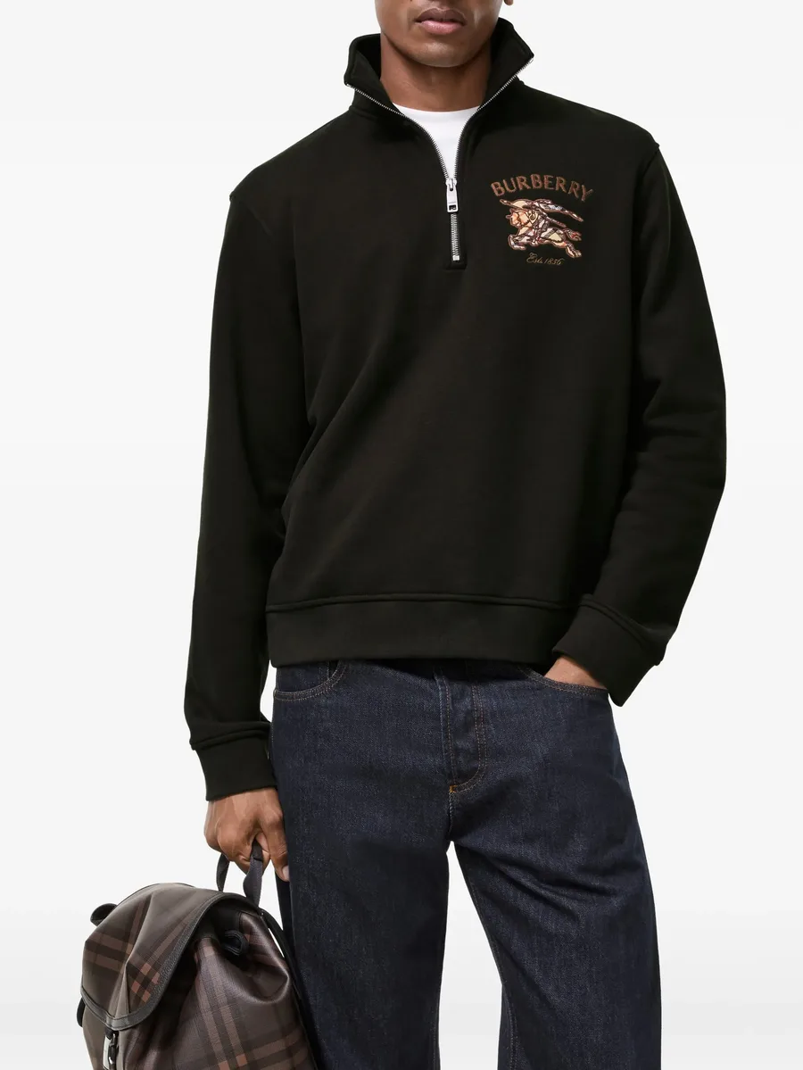 knight check cotton half-zip sweater 2