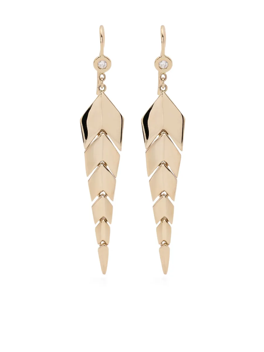 маленькие серьги Fishtail из желтого золота с бриллиантами 1
