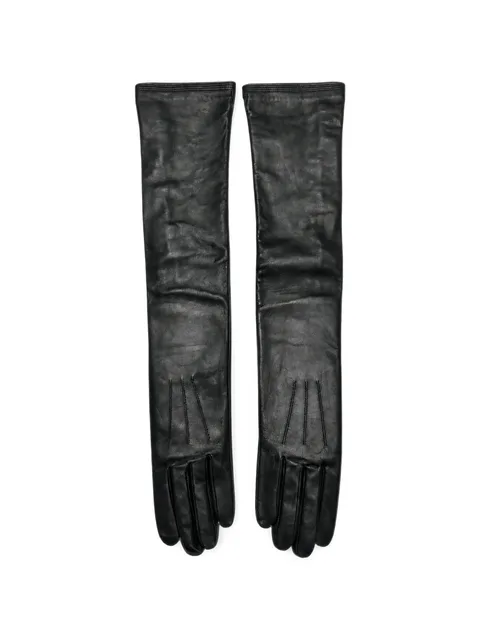 pintuck-detail leather gloves