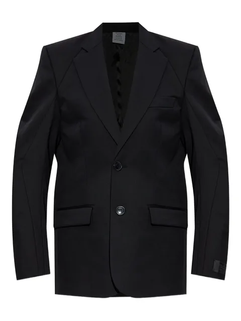 padded-shoulder wool blazer