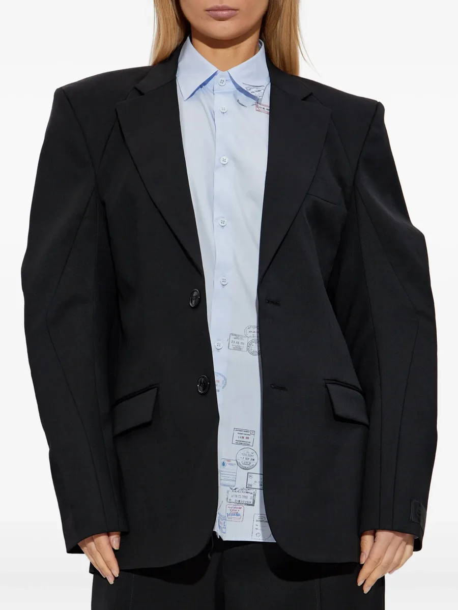 padded-shoulder wool blazer 6