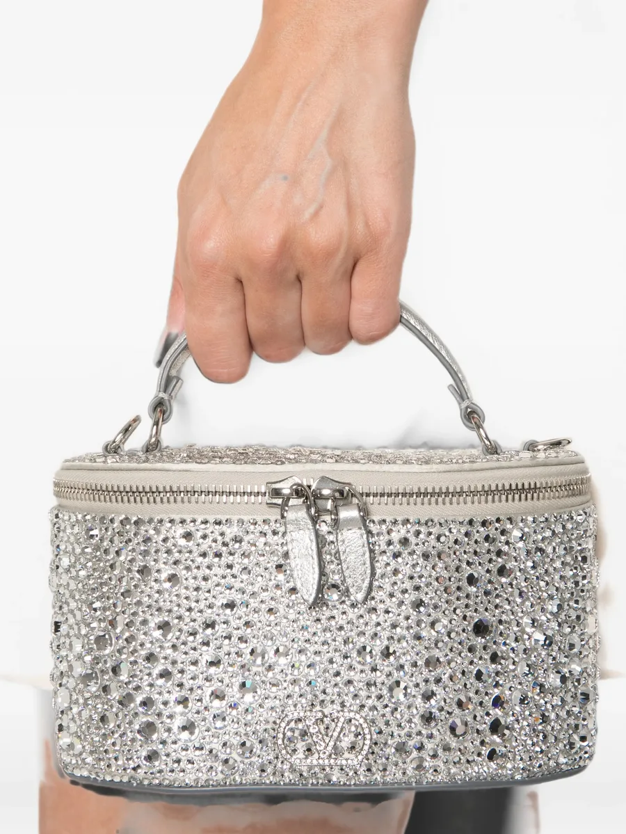 VLogo Signature crystal-embellished vanity case mini bag 2