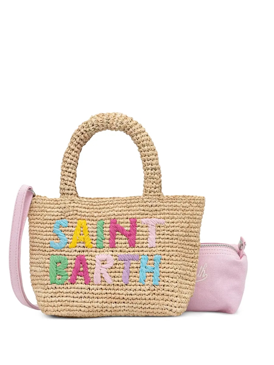 mini Beach logo-embroidered woven beach bag 1