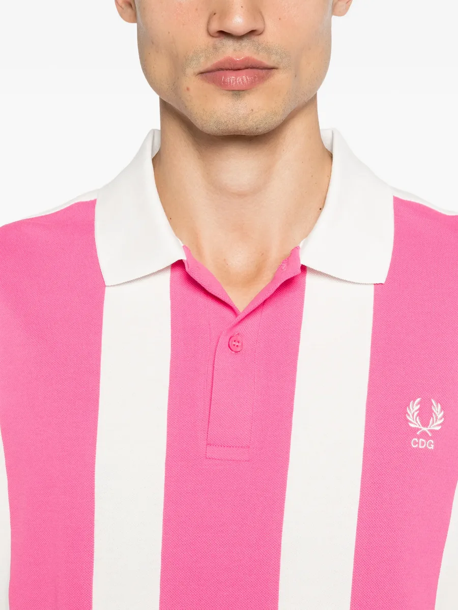 striped logo-embroidered polo shirt 10
