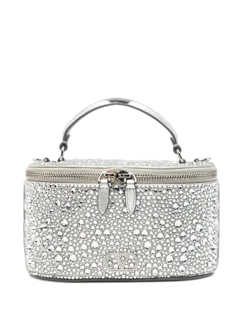 VLogo Signature crystal-embellished vanity case mini bag