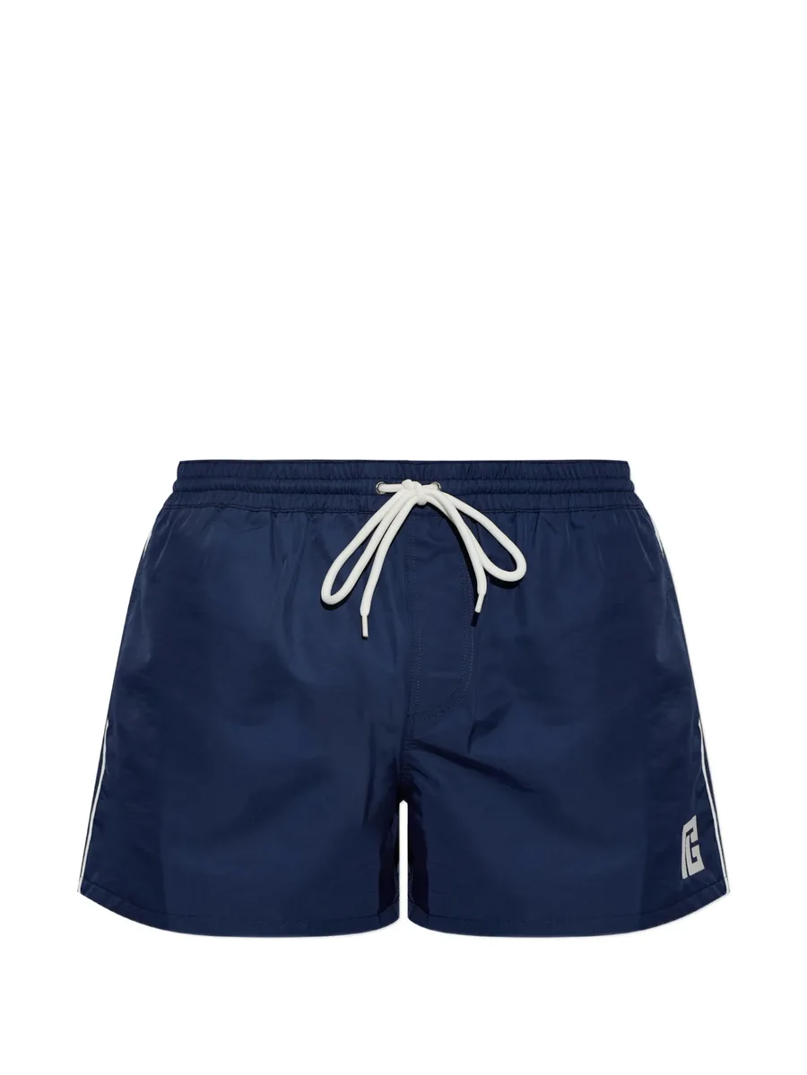 side-stripe logo-patch swim shorts 1