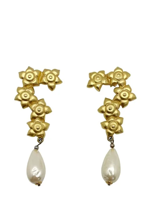 Vintage statement floral baroque pearl earrings 1980s