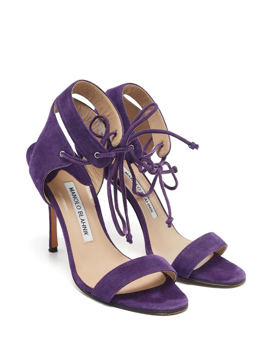 pre-owned 100mm Laramod lace-up sandals 4