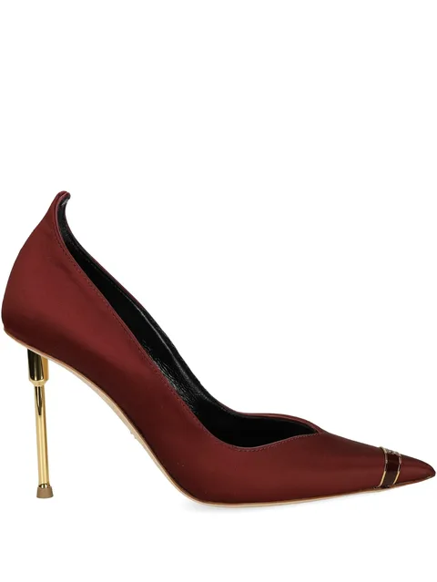 metallic-trimmed pointed-toe pumps