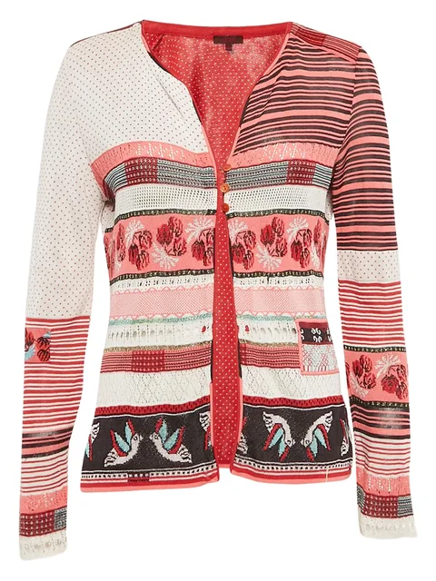 patterned button-up cardigan