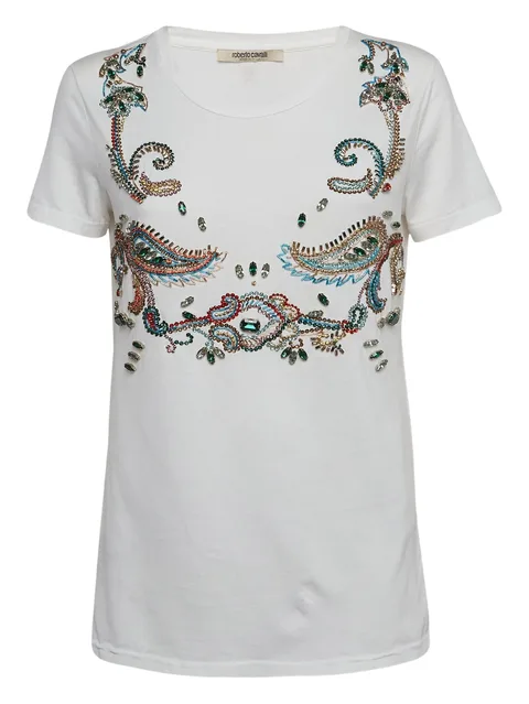 2010 paisley-embellishment T-shirt