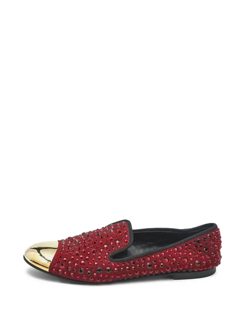 crystal-embellished cap-toe loafers